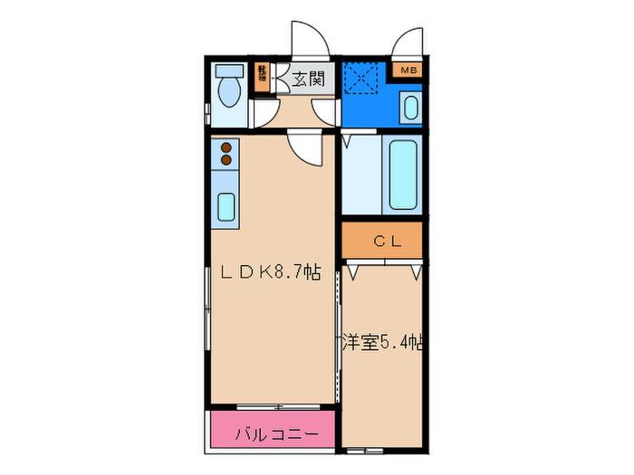 メゾンドロータス(1K/1階)の間取り写真