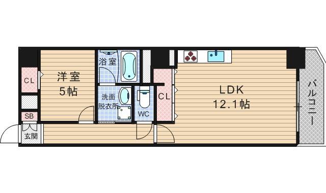 サナップ難波東(1LDK/7階)の間取り写真