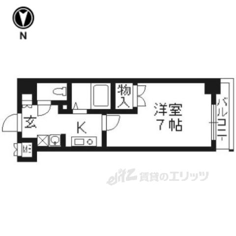 ベラジオ御所東403(1K/4階)の間取り写真