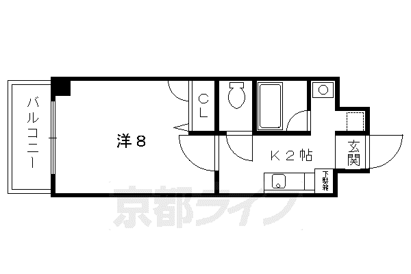 クリスタルグランツ京都御所北(1K/3階)の間取り写真
