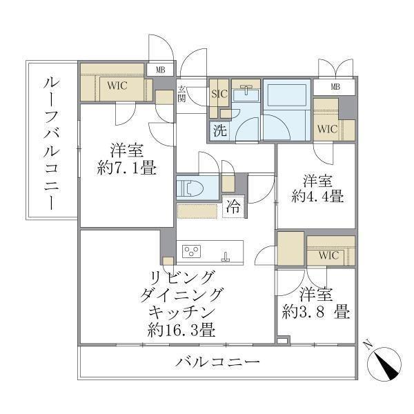 ラペルラ目黒東山2(3LDK/3階)の間取り写真
