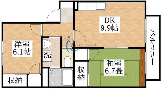 フレグランス平野(2DK/1階)の間取り写真