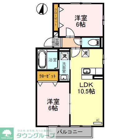 エターナヴィレッジB(2LDK/2階)の間取り写真