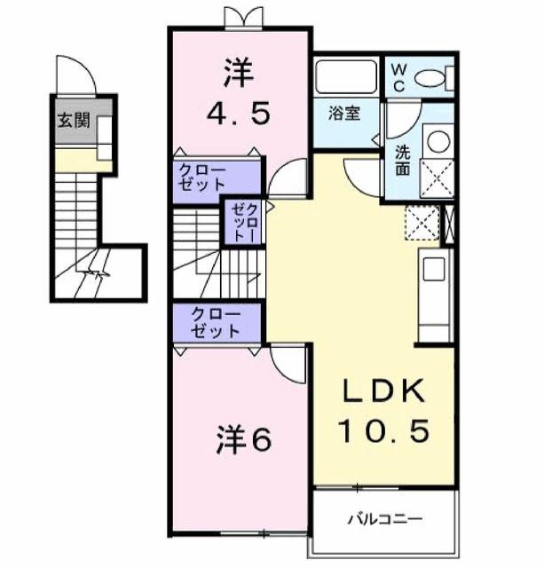 ドルチェ・ポワ(2LDK/2階)の間取り写真