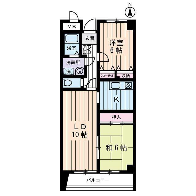 ガーデンヴィラクレセント(2LDK/3階)の間取り写真