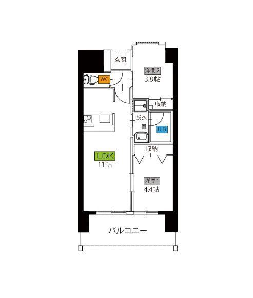 ベイグランデ(2LDK/8階)の間取り写真