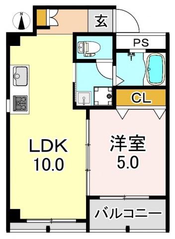 コーポ白鷺(1LDK/3階)の間取り写真