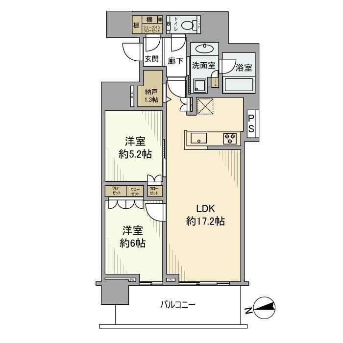プラウドタワー小岩ファースト(2LDK/8階)の間取り写真