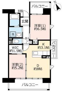UR浜甲子園さくら街 19号棟(2LDK/5階)の間取り写真