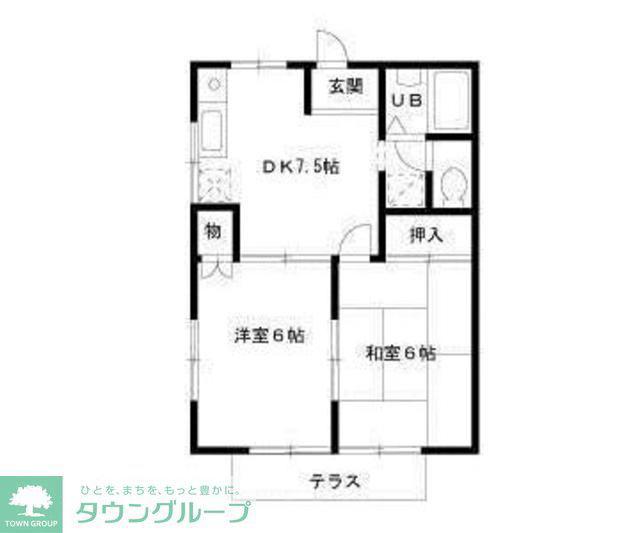 サマックス・ヴィレッヂC(2DK/2階)の間取り写真