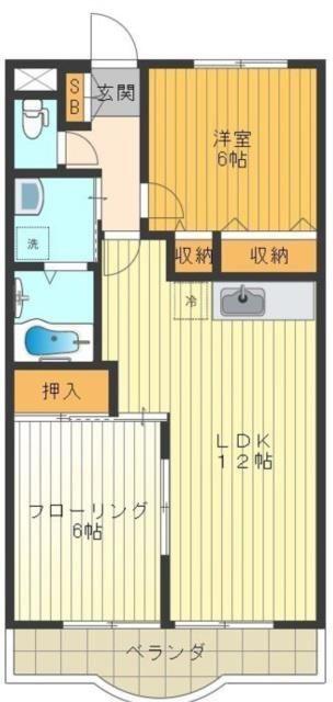 緑山ハイツC(2LDK/1階)の間取り写真