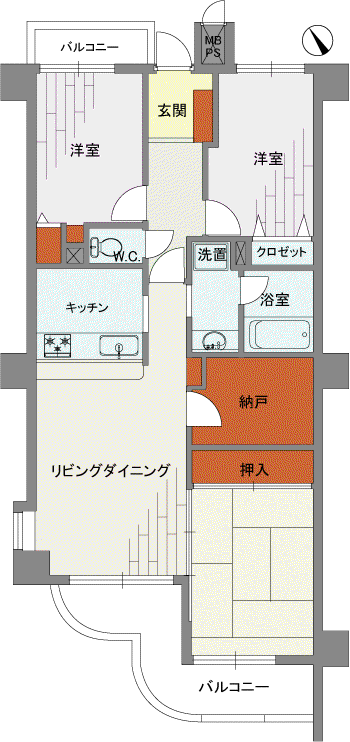 ライオンズヒルズ飯能(3LDK/3階)の間取り写真