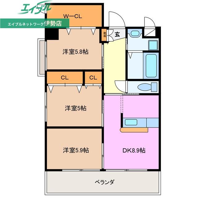 プライムタウン(3DK/6階)の間取り写真
