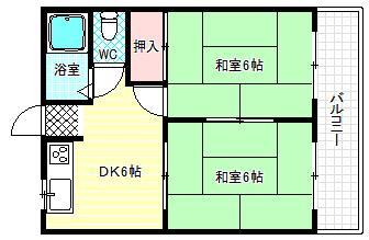 西口マンション(2DK/1階)の間取り写真