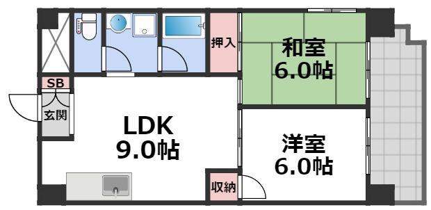 幸田マンション(2LDK/7階)の間取り写真