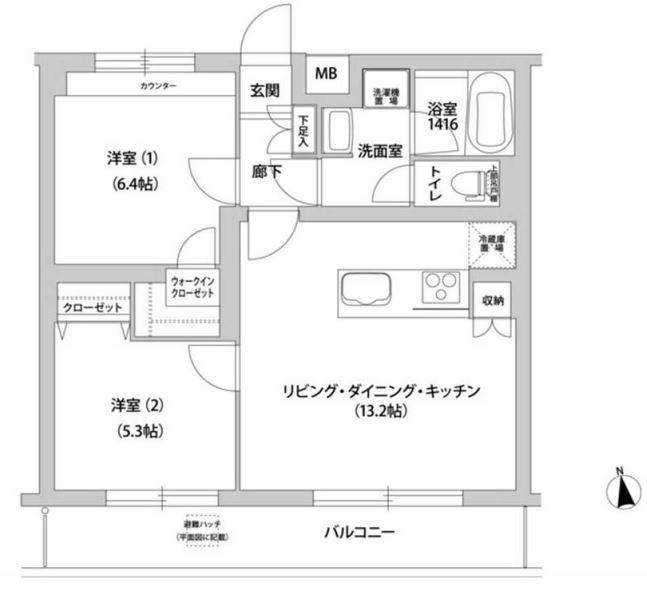 エクセル成城(2LDK/3階)の間取り写真