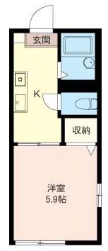ホープヒル(1K/1階)の間取り写真