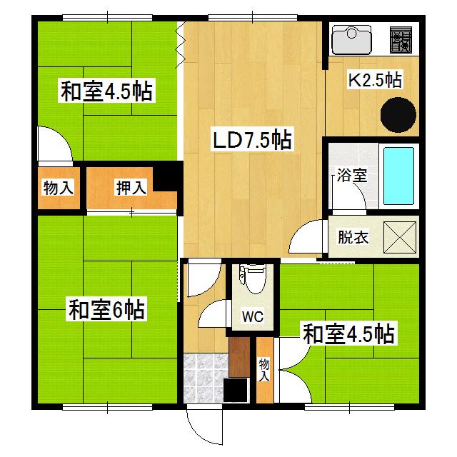 山本ハイツI(3LDK/2階)の間取り写真