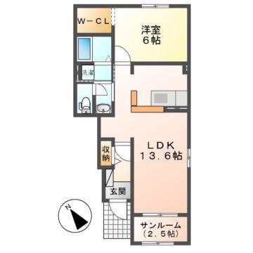 ヴィラ斎宮(1LDK/1階)の間取り写真
