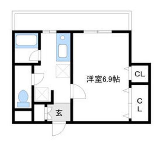 K.Mパークサイド(1K/2階)の間取り写真