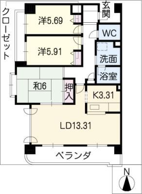 サンマンションアトレ青山301(3LDK/3階)の間取り写真
