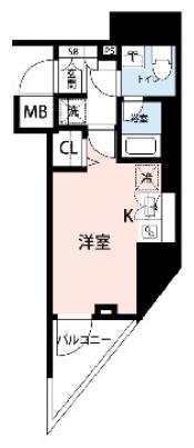 クレイシア川口(ワンルーム/12階)の間取り写真