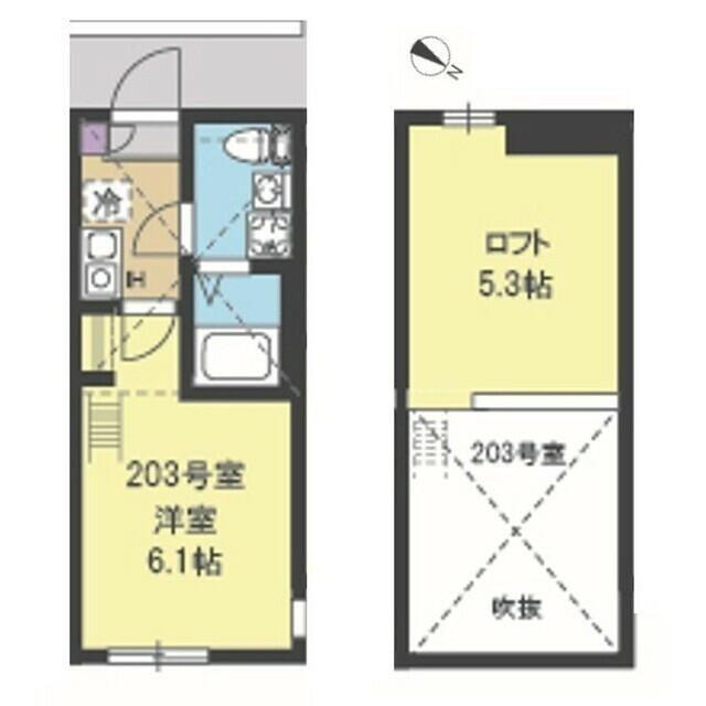 ネスト大倉山(1K/2階)の間取り写真