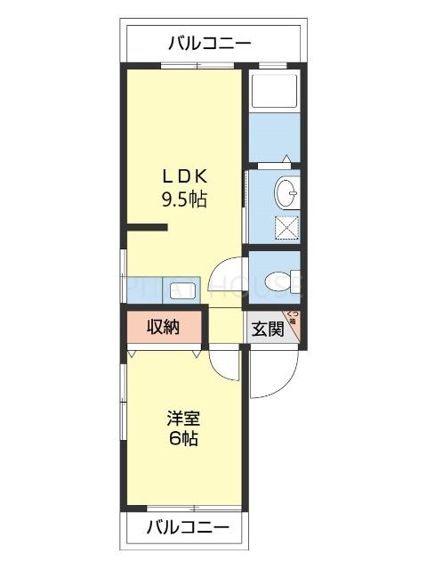 カトレアハイツ(1LDK/2階)の間取り写真