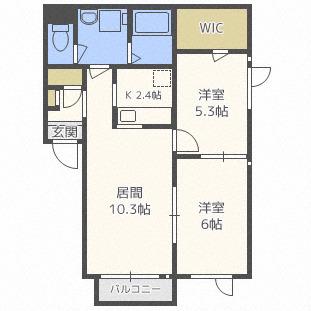 ディアス発寒中央C(2LDK/2階)の間取り写真