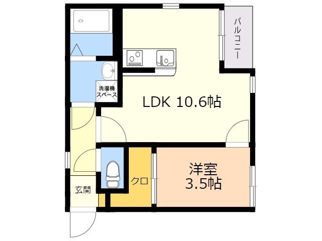 CRECIA南福岡 Ⅱ棟(1LDK/2階)の間取り写真