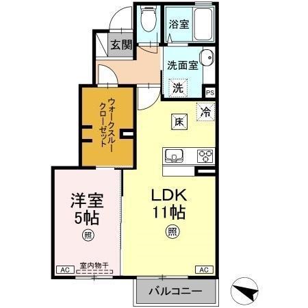 恵比寿III(1LDK/1階)の間取り写真