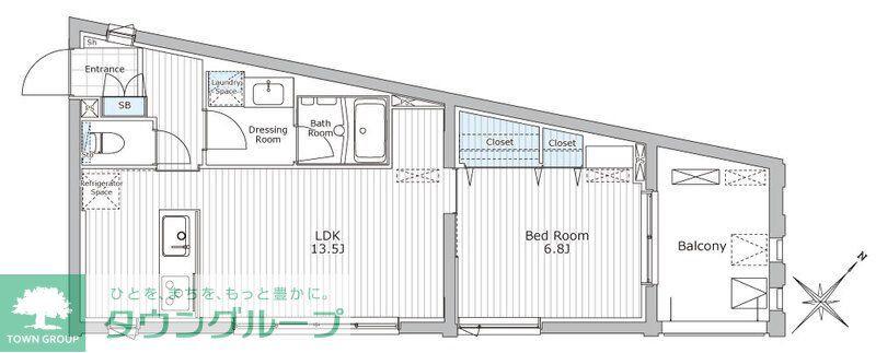 グランクリュ若松町(1LDK/2階)の間取り写真