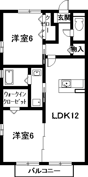 イースト・ウイング極楽(2LDK/2階)の間取り写真