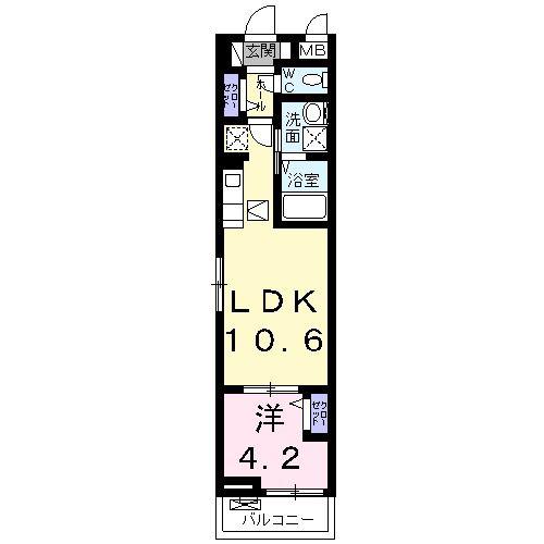 ミーテ ジラソーレ(1LDK/1階)の間取り写真