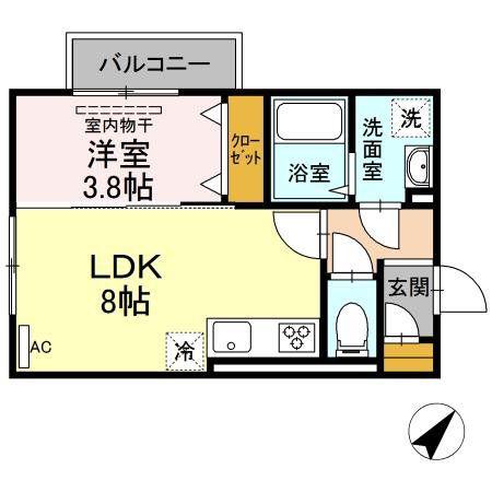 ヴェラ下富野(1LDK/1階)の間取り写真