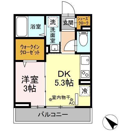 GLICINA MASUDAYA(1DK/2階)の間取り写真
