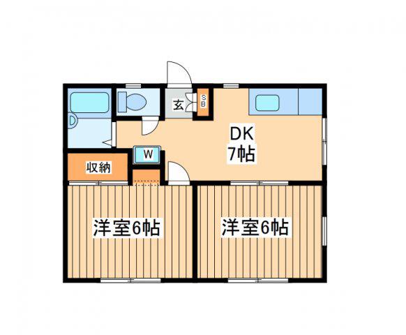 エヴァンス上鶴間A(2DK/1階)の間取り写真