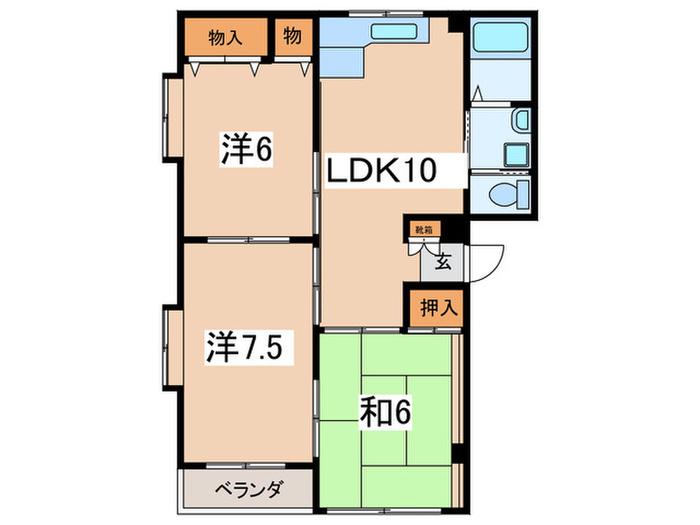 さゆりマンション(3LDK/1階)の間取り写真