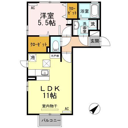 ハイデンレースラインI(1LDK/1階)の間取り写真