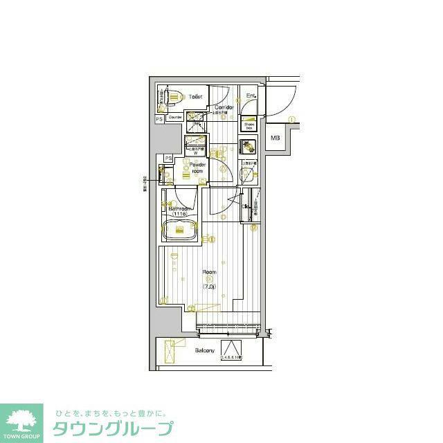 PREMIUM CUBE 両国DEUX(1K/4階)の間取り写真