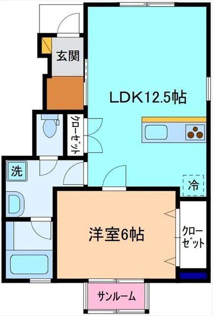 富山地鉄本線 新庄田中駅 徒歩12分 2階建 築10年(1LDK/1階)の間取り写真