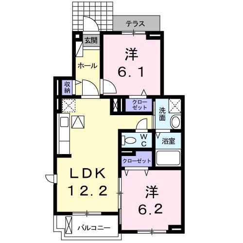 ブライト ガーデン(2LDK/1階)の間取り写真