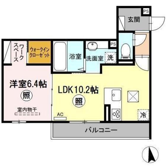 ＪＲ山陽本線 新白島駅(ＪＲ) 徒歩2分 3階建 築4年(1LDK/1階)の間取り写真