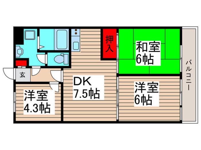 パレ・ドール西船橋(3DK/1階)の間取り写真