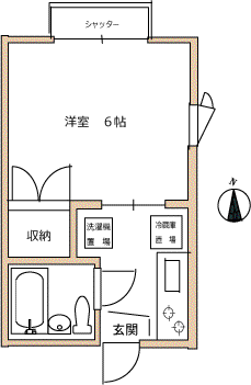 中延アパート(1K/1階)の間取り写真