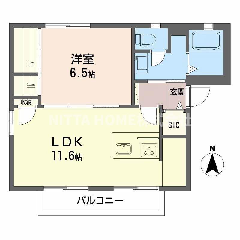 プロシードA・B(1LDK/2階)の間取り写真