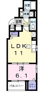 パーチェ エテルノI(1LDK/2階)の間取り写真