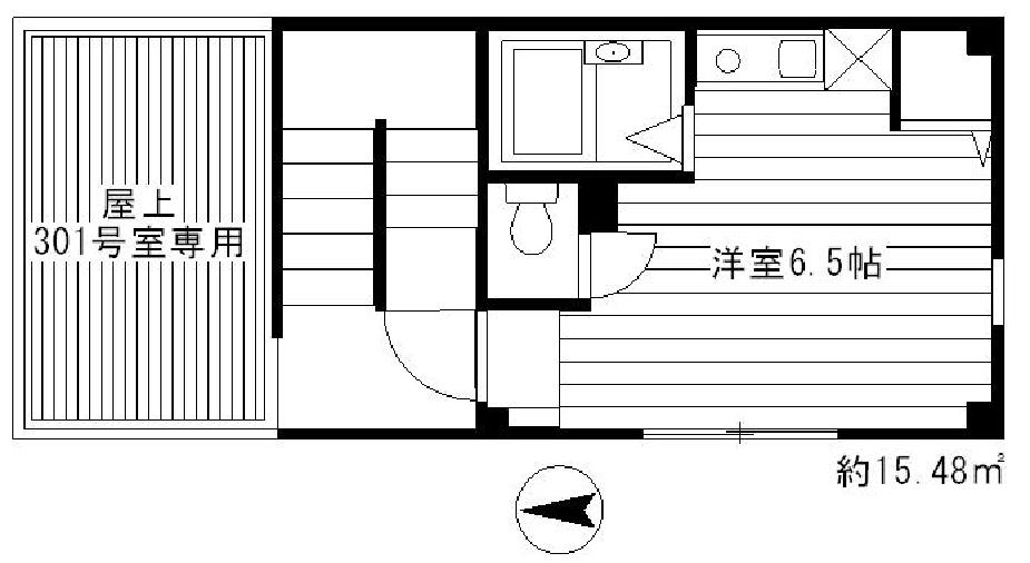 曙ハイツ(ワンルーム/3階)の間取り写真