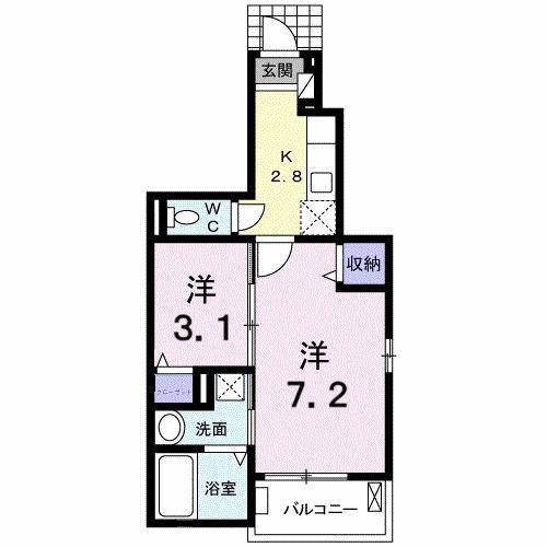 ルミエール 五日市駅前(1SK/1階)の間取り写真