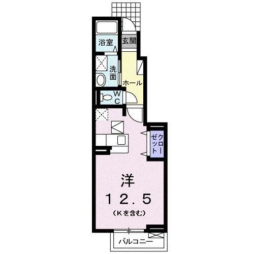 アムール一本木I(ワンルーム/1階)の間取り写真